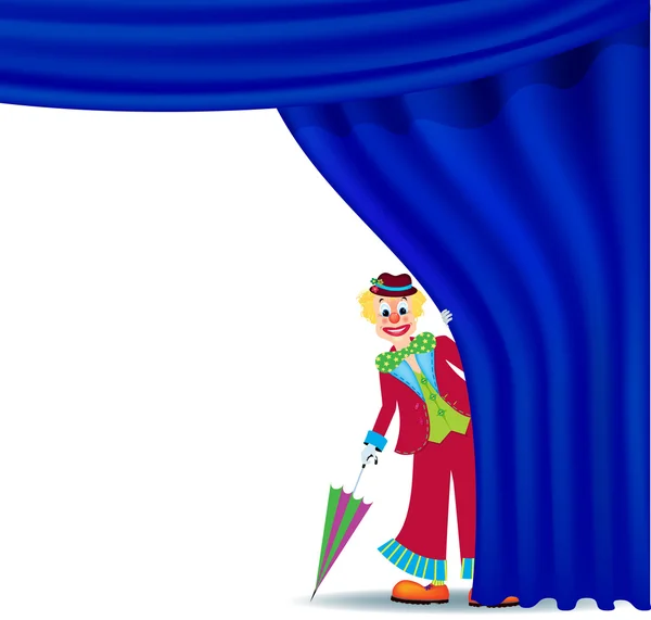 Clown vicino alla tenda — Vettoriale Stock