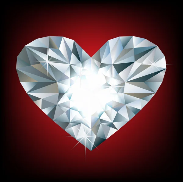 Coeur brillant diamant — Image vectorielle