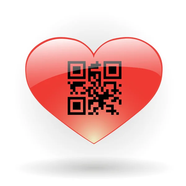 Heart with QR code — Stock Vector