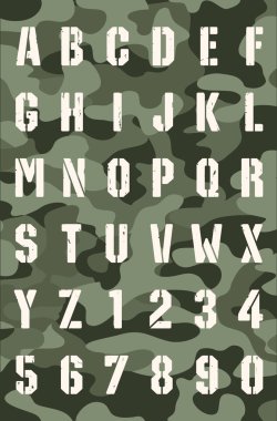 Military grunge font clipart
