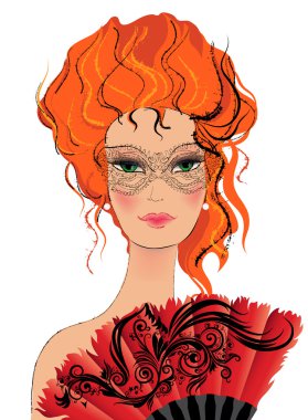 Lady with fan clipart