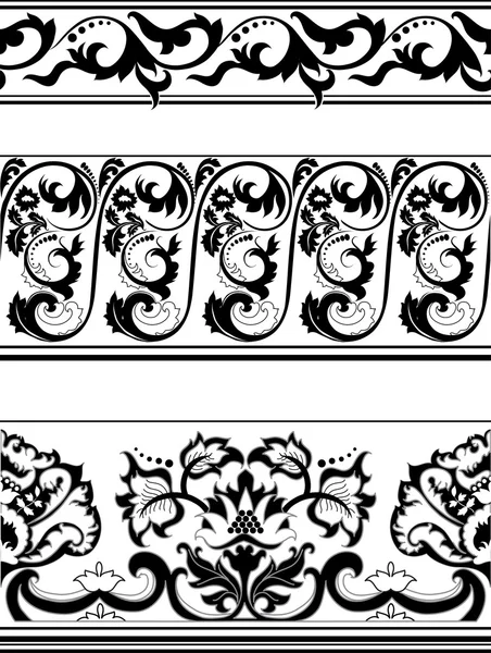 Conjunto de bordes en blanco y negro — Vector de stock