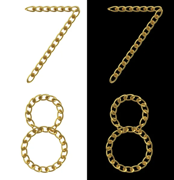 Golden numbers 7 and 8 — Stock Photo, Image