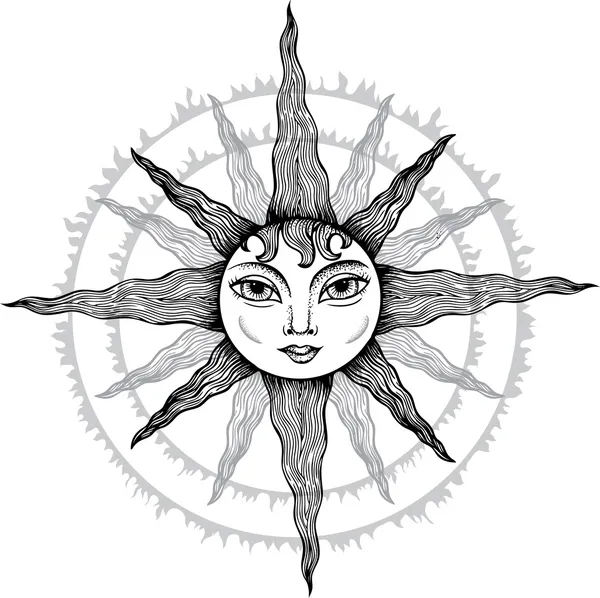 抽象的な太陽を描く — ストックベクタ