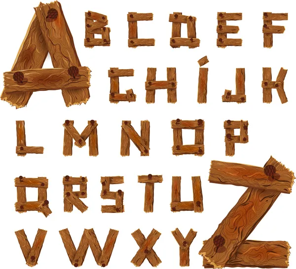 Alphabet en bois — Image vectorielle