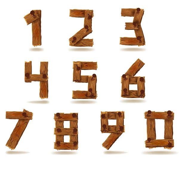 Деревянные числа — стоковый вектор