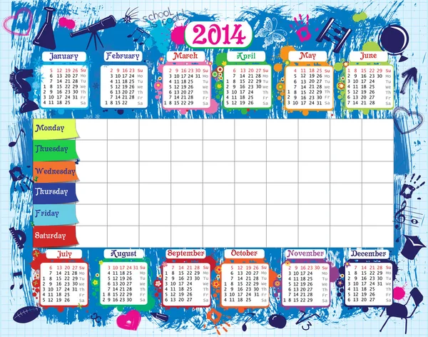 School tijdschema en kalender — Stockvector