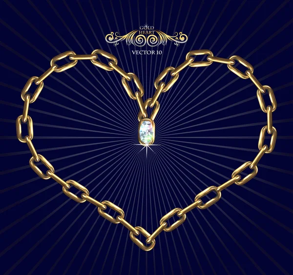 Heart shape, made with golden chain. Vector file. — Stock Illustration Heart shape, made with golden chain. Vector file. Stock Vector
