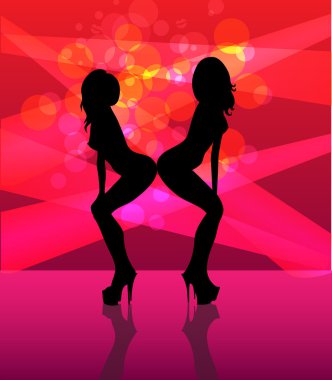 Striptiz dansers siluetleri