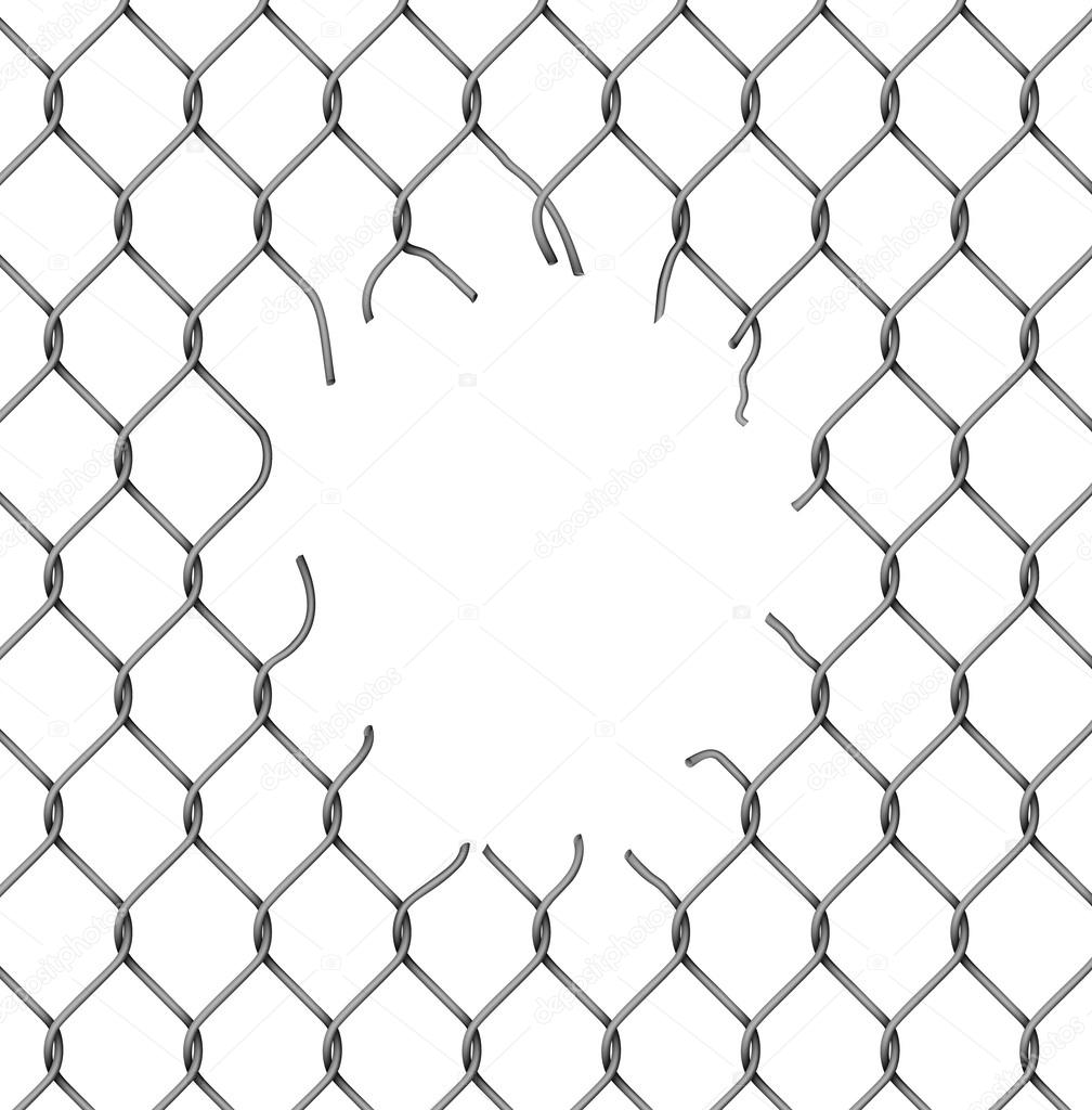 Chain fence with a hole
