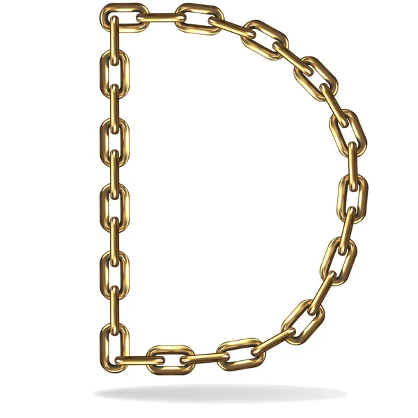 Vector Ilustración de una letra D de una cadena de oro sobre un fondo blanco — Archivo Imágenes Vectoriales