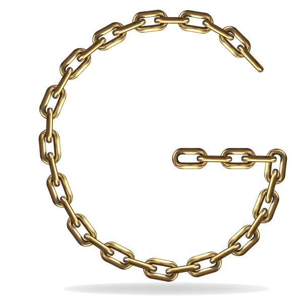 Vector Ilustración de una letra G de una cadena de oro sobre un fondo blanco — Vector de stock