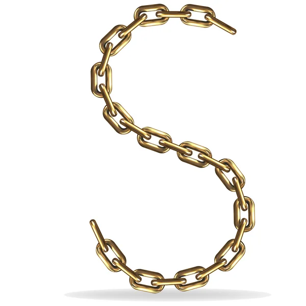 Vector Ilustración de una letra S de una cadena de oro sobre un fondo blanco — Vector de stock