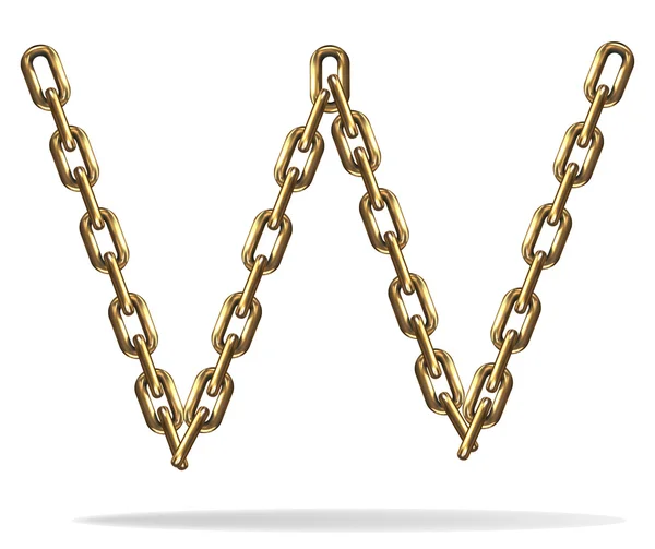 Vector Ilustración de una letra W de una cadena de oro sobre un fondo blanco — Vector de stock