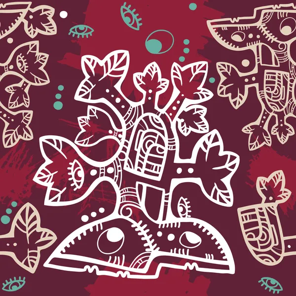 装飾的な azteck ツリーの背景色 — ストックベクタ