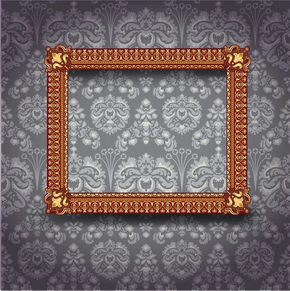 Frame on gray wallpaper — Stock Vector