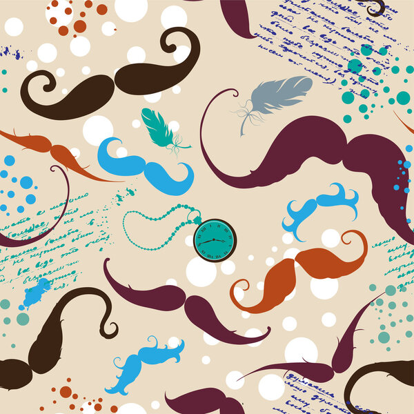 Vintage Mustache Seamless Pattern