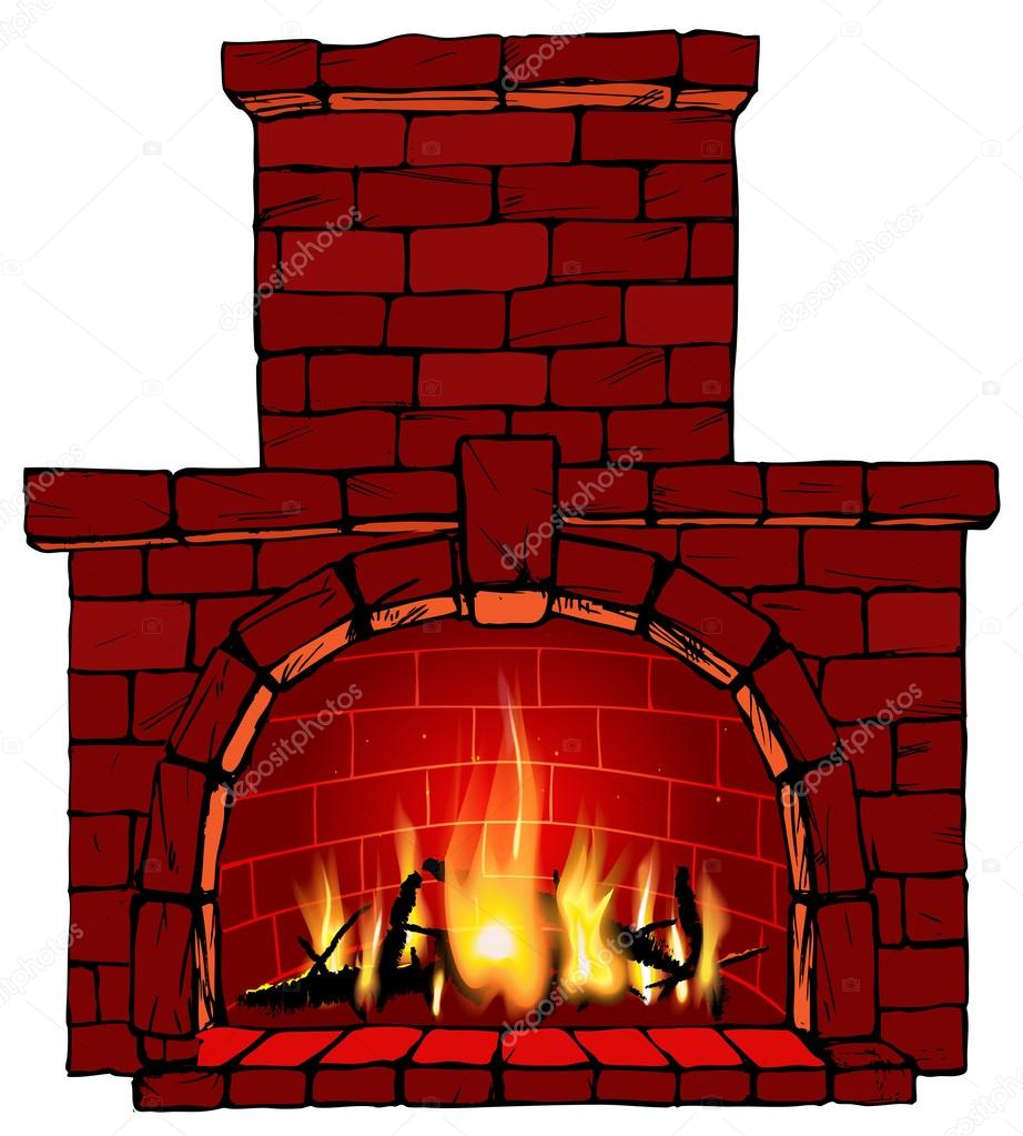 Vector illustration of fire in fireplace