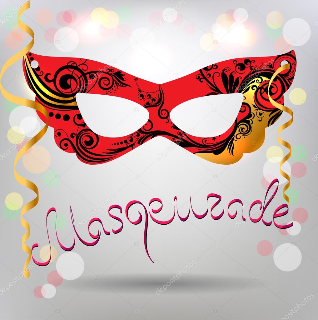 Vector illustration of luxury mask for masquerade , decorated of gold and patterns