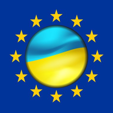 Ukrayna bayrağı ve Avrupa Birliği