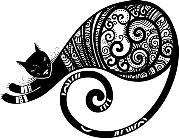 Vektorillustration einer Katze mit dekorativen Elementen — Stockvektor
