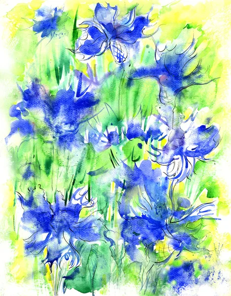 トウモロコシ花の水彩画 — ストック写真