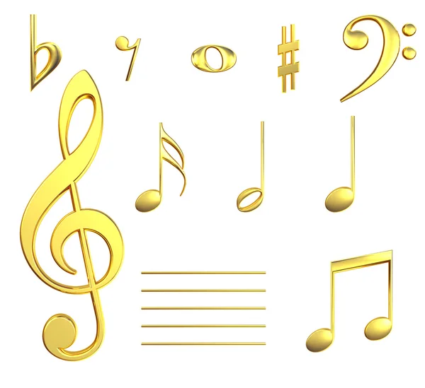 Notas musicais em ouro — Fotografia de Stock