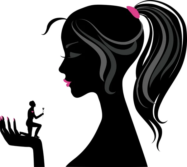 Silhouette of girl in love — Stock Vector