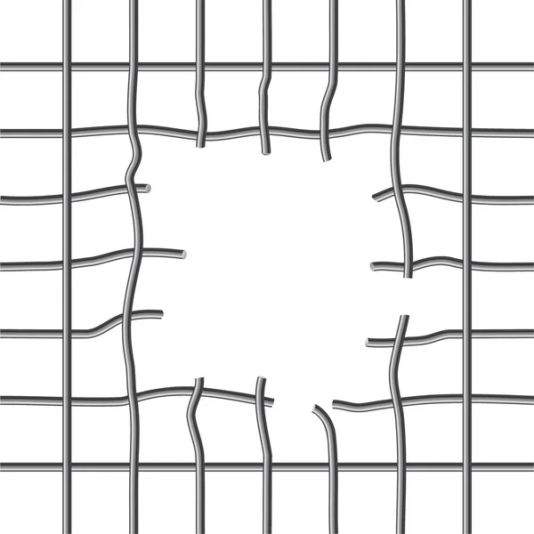 Kaputtes Gitter mit einem Loch im Inneren — Stockvektor