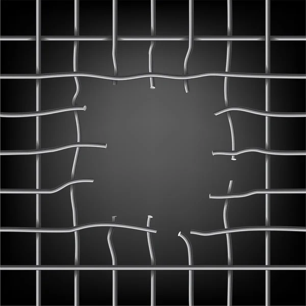 Broken grid with a hole inside — Stock Vector