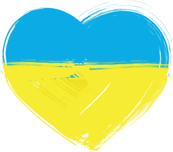 Corazón grunge, hecho con bandera ucraniana — Vector de stock