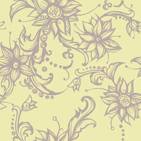 Fondo sin costuras con flores decorativas — Vector de stock