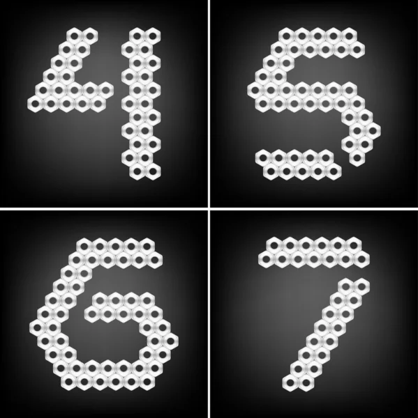 Number  made with metal nuts. — Stock Vector