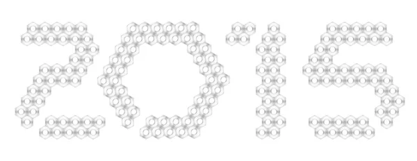 Zahlen 2015, hergestellt mit Metallmuttern — Stockvektor