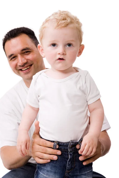 Rubio chico y su papá — Foto de Stock
