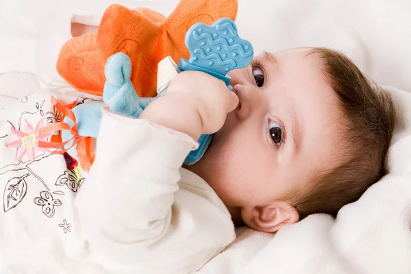 Hugging my toy — Stock Photo, Image