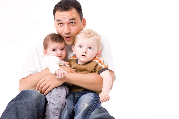 Daddy giving a grouphug — Stock Photo, Image