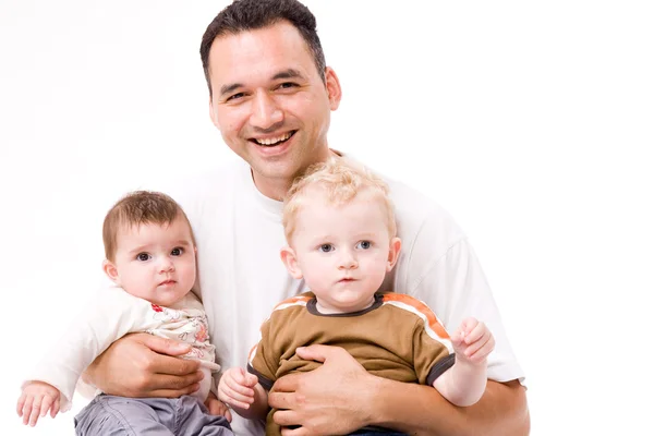 Daddy and his 2 childs — Stockfoto