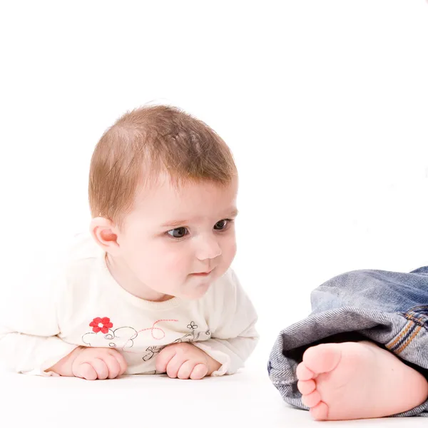 Baby is fee tlooking — Stock Photo, Image