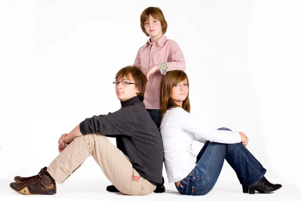 Happy portrait of 3 kids — Stock Photo, Image