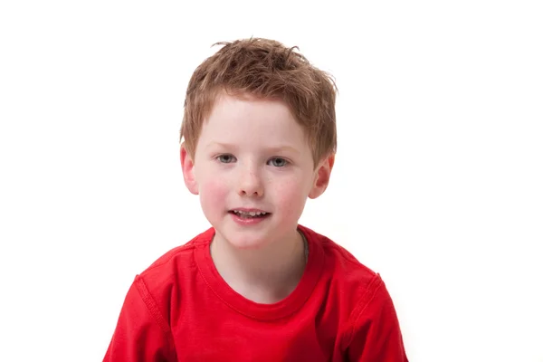 Child portrait red — Stok fotoğraf