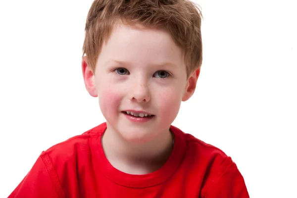 Mutlu çocuk portre kırmızı — Stok fotoğraf