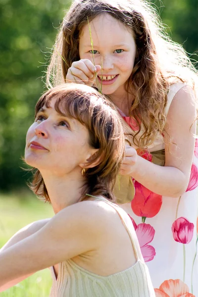 Decorating my mothers hair — Stock Photo, Image