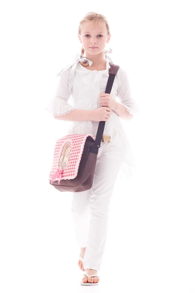 Bambino con uno schoolbag — Foto Stock