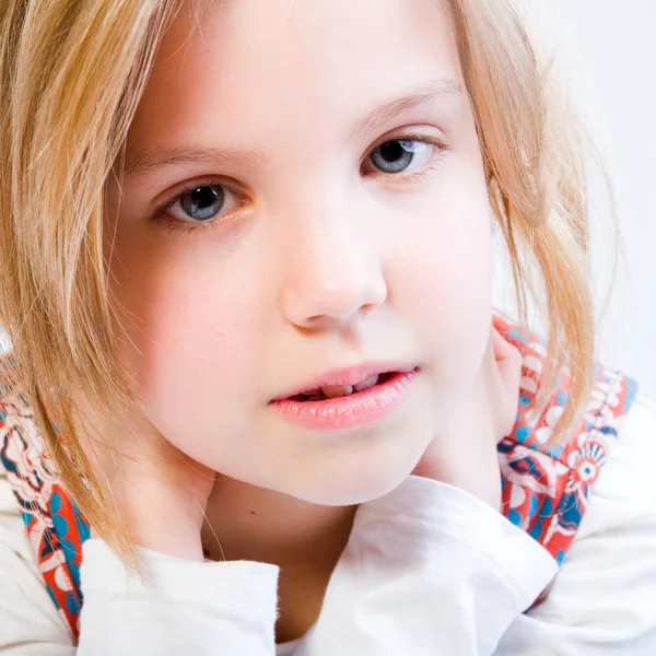 Close up portrait of a blond child — Stock Photo, Image