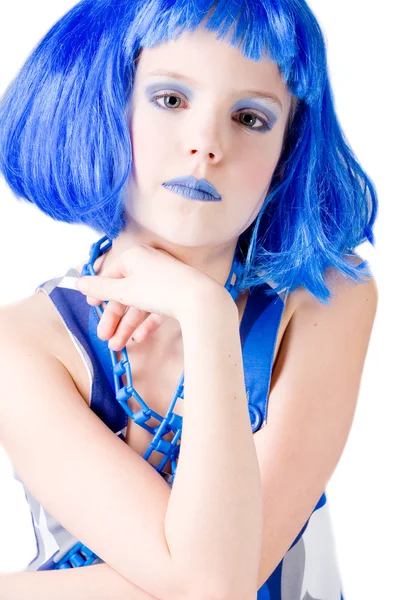 Intrested blue girl — Stock Photo, Image