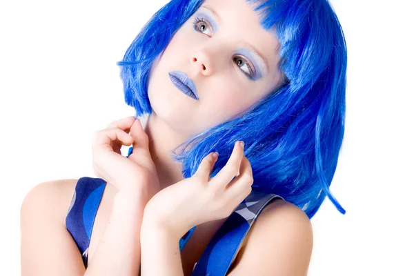 Blue girl with attitude — Stock Photo, Image