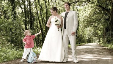 wedding couple and child clipart