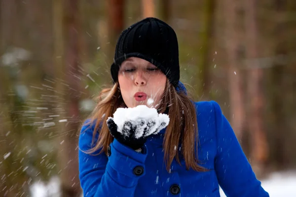 Soprando neve — Fotografia de Stock