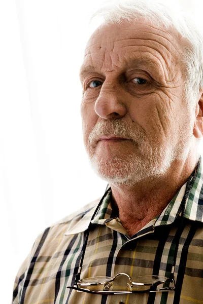 Bright white portrait of a grandfather — Stock Photo, Image